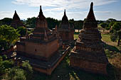 Bagan Myanmar. Cluster of red brick temples near Min myaw yaza  